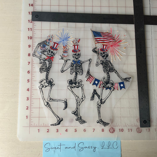 Celebrating American Skeletons July 4th DTF Transfer Design