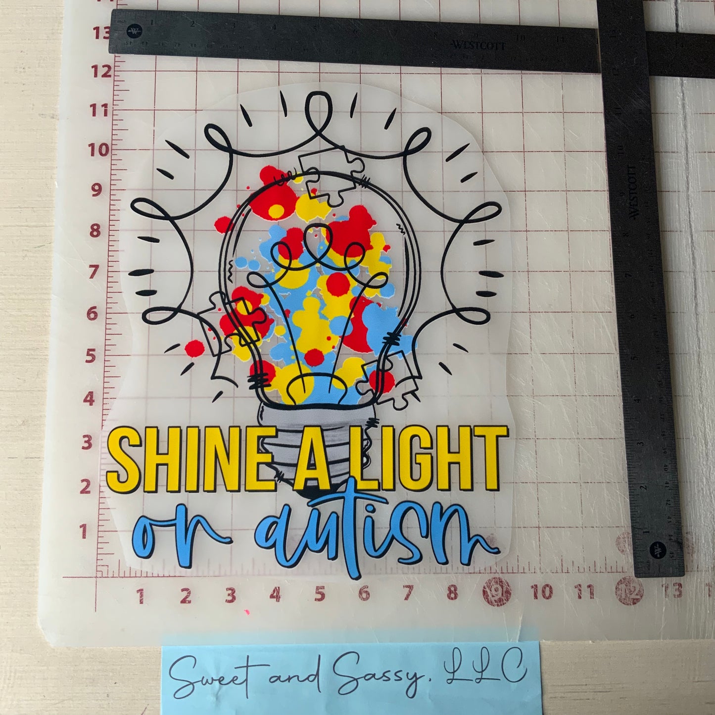 "Shine light on Autism" DTF Transfer Design