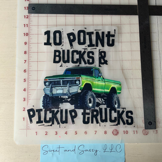 10 point Bucks & Pickup Trucks DTF Transfer Design