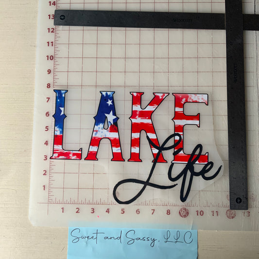 Lake Life American Flag DTF Transfer Design