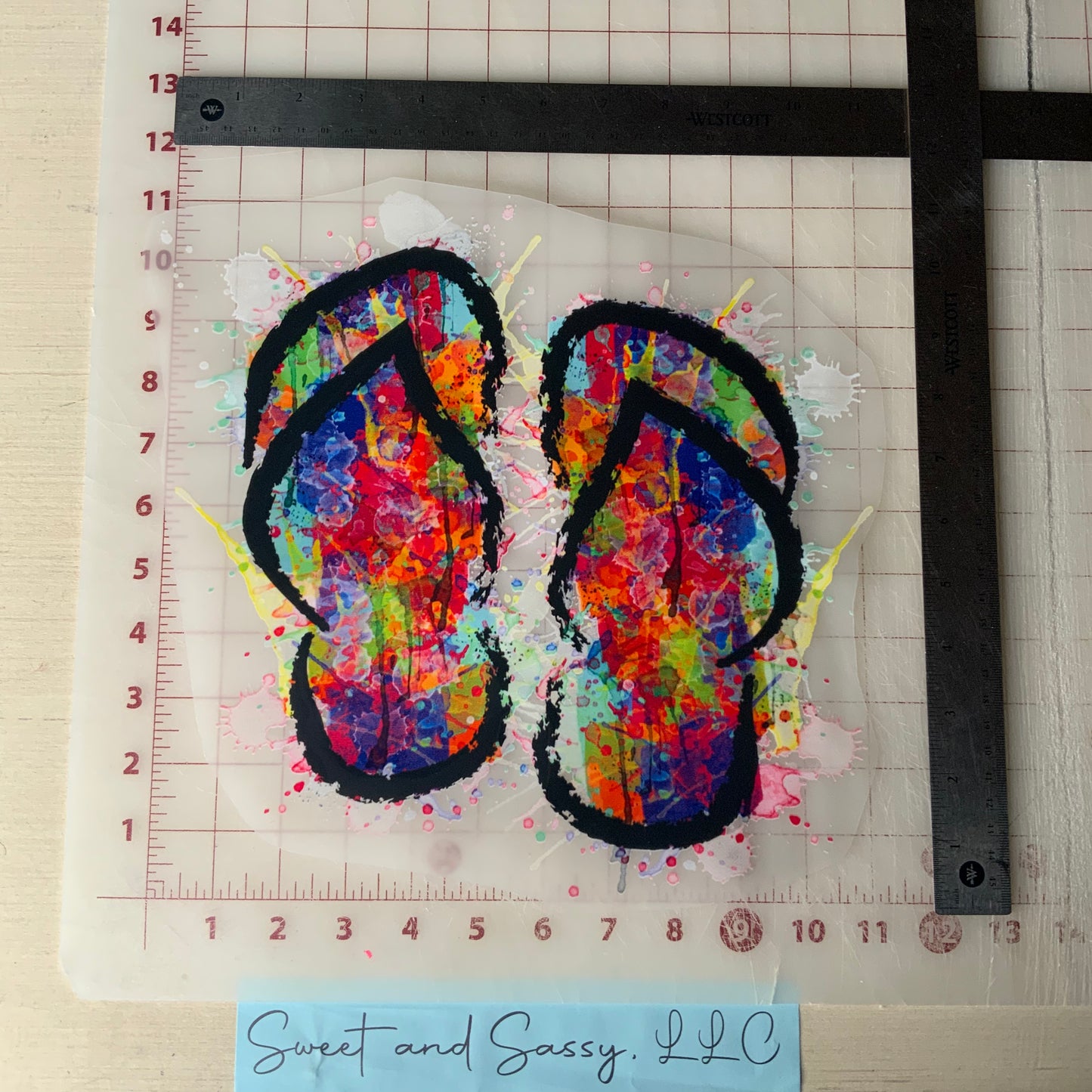 Abstract Painting Flip Flops DTF Transfer Design