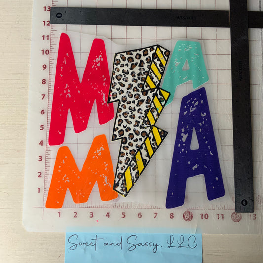 MAMA Cheetah Lightening Bolt DTF Transfer Design