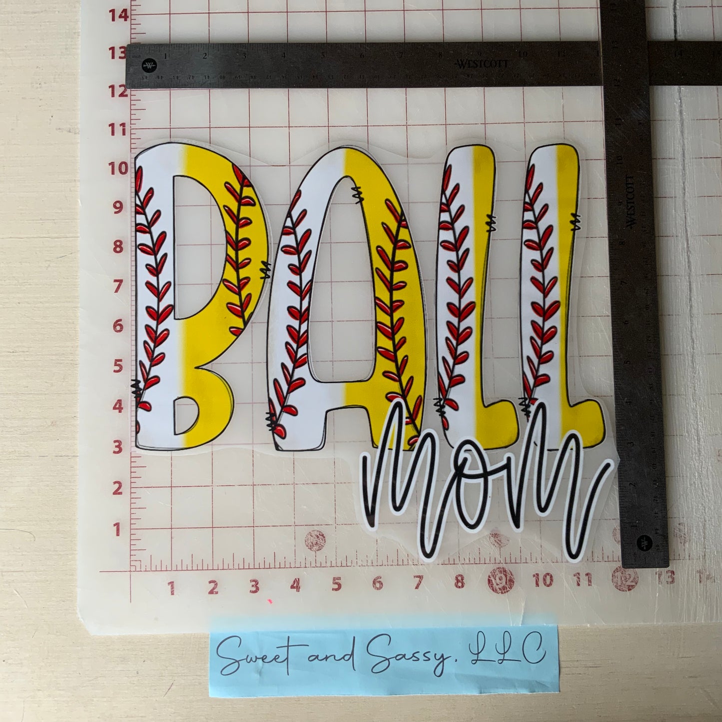 BALL MOM Both Baseball & Softball DTF Transfer Design