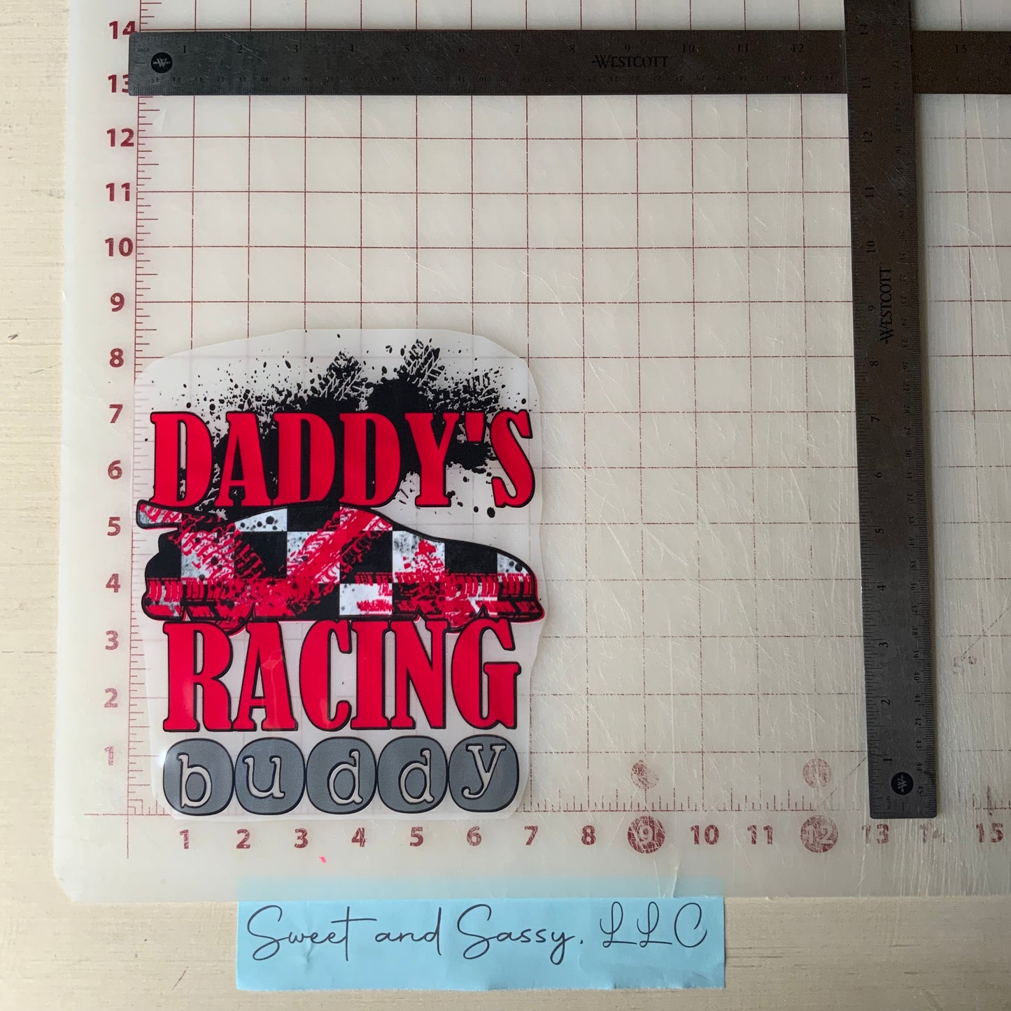 "Daddy's Racing Buddy" Mini DTF Transfer Design