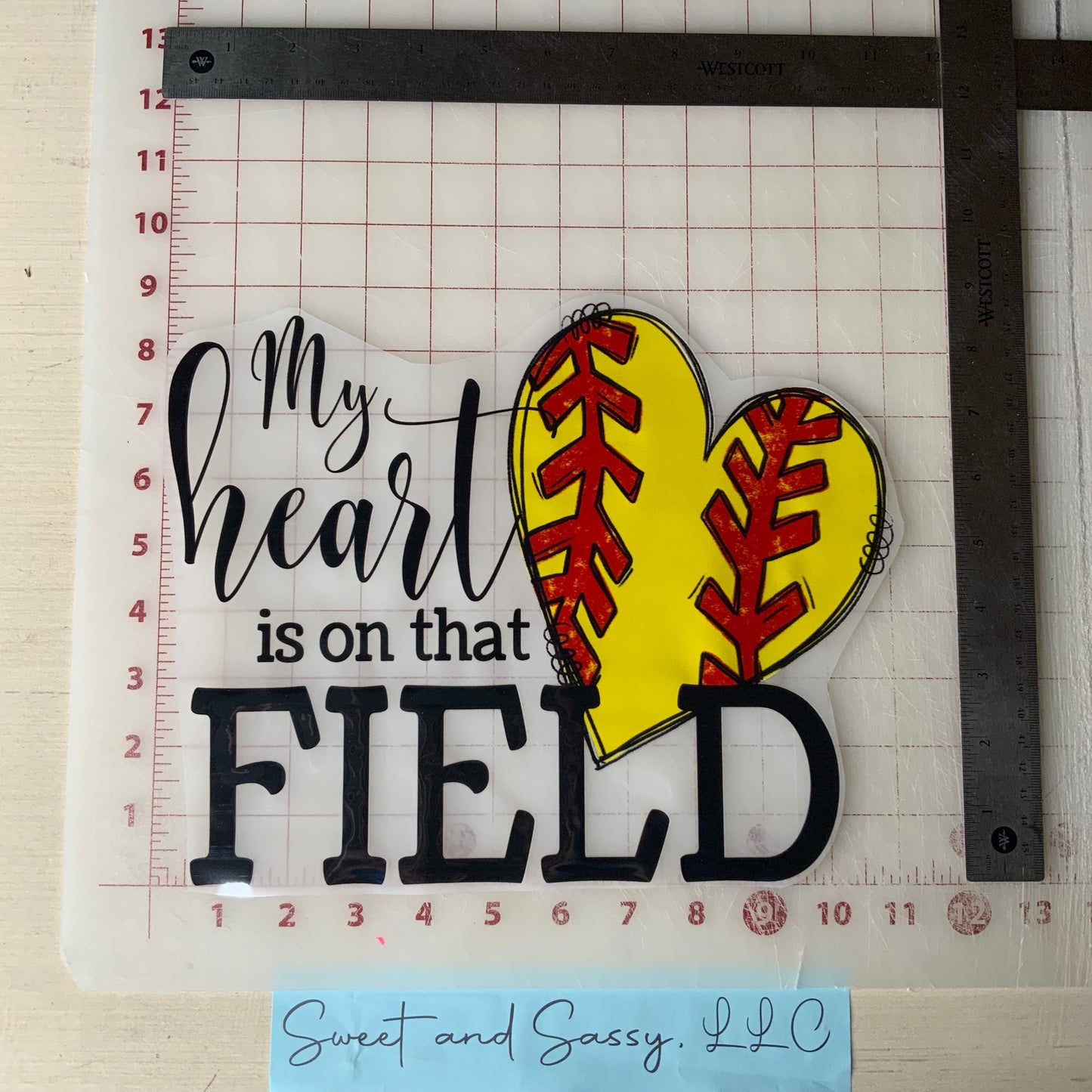 My heart is on that field Softball DTF Transfer Design